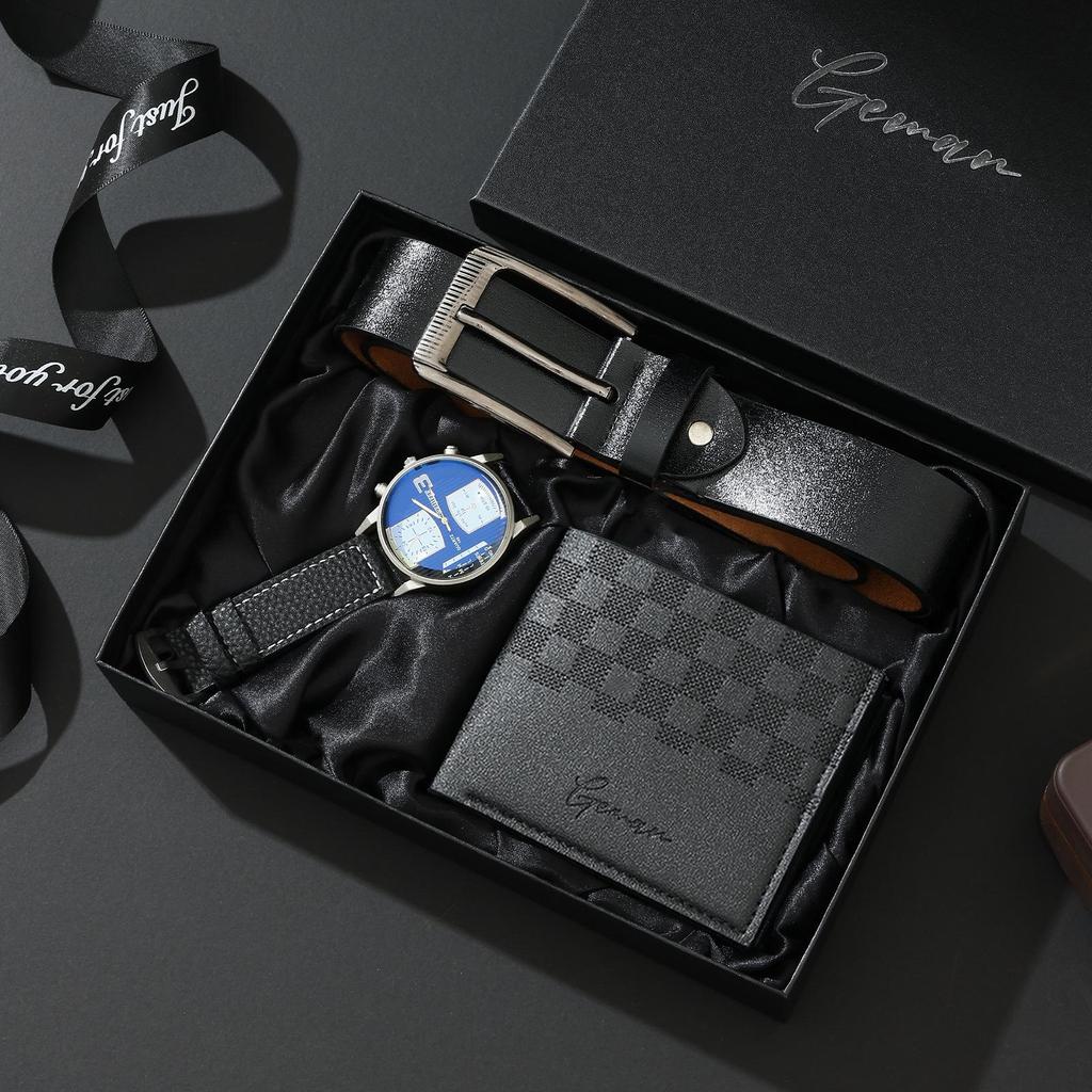 Set Regalo Transfrontaliero da Uomo: Cintura, Portafoglio, Occhiali da Sole, Orologio, Penna - Edizione San Valentino & Natale