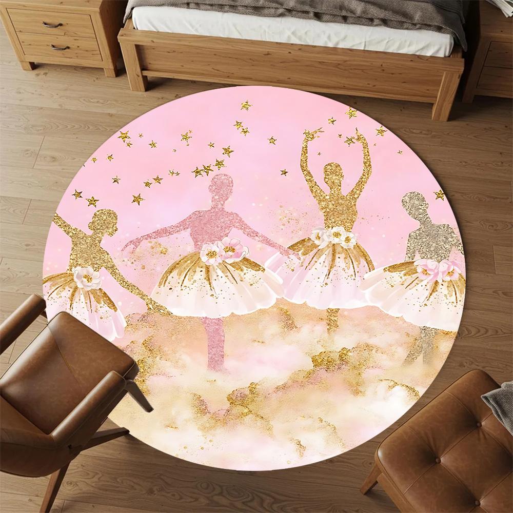 1pc Ballerina Ballet Round Chair mat Area Rug - Non-Slip, Floor Mat for Office, Bedroom, and Indoor Decor c1125616