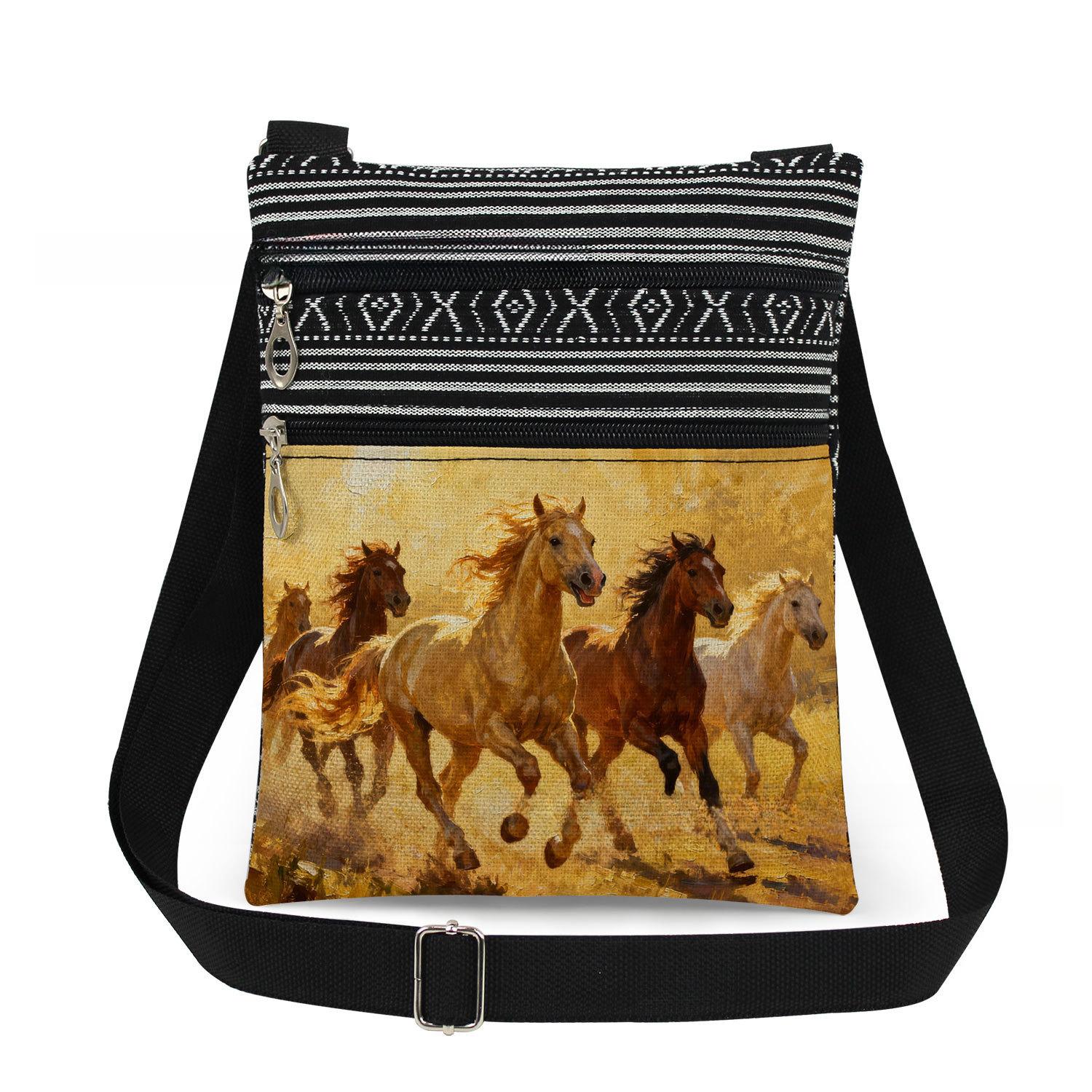 

1PC Horse Print Tote Bags Women Shoulder Handbags Postman Package 6910 KTB