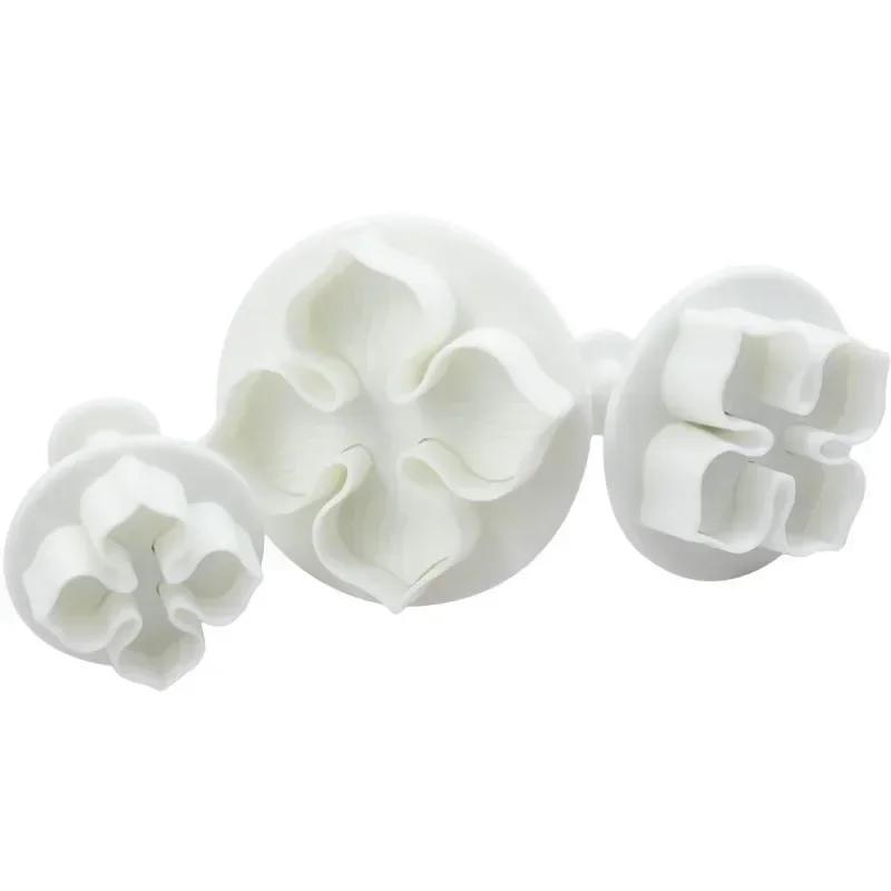 Outils de Cuisine pour la Pâtisserie 3 Pièces/Ensemble Silicone Hortensia Fondant Décoration de Gâteau Coupe-Emporte-Pièce à Piston Moule Fleur Épanouie Outils de Gâteau Maison