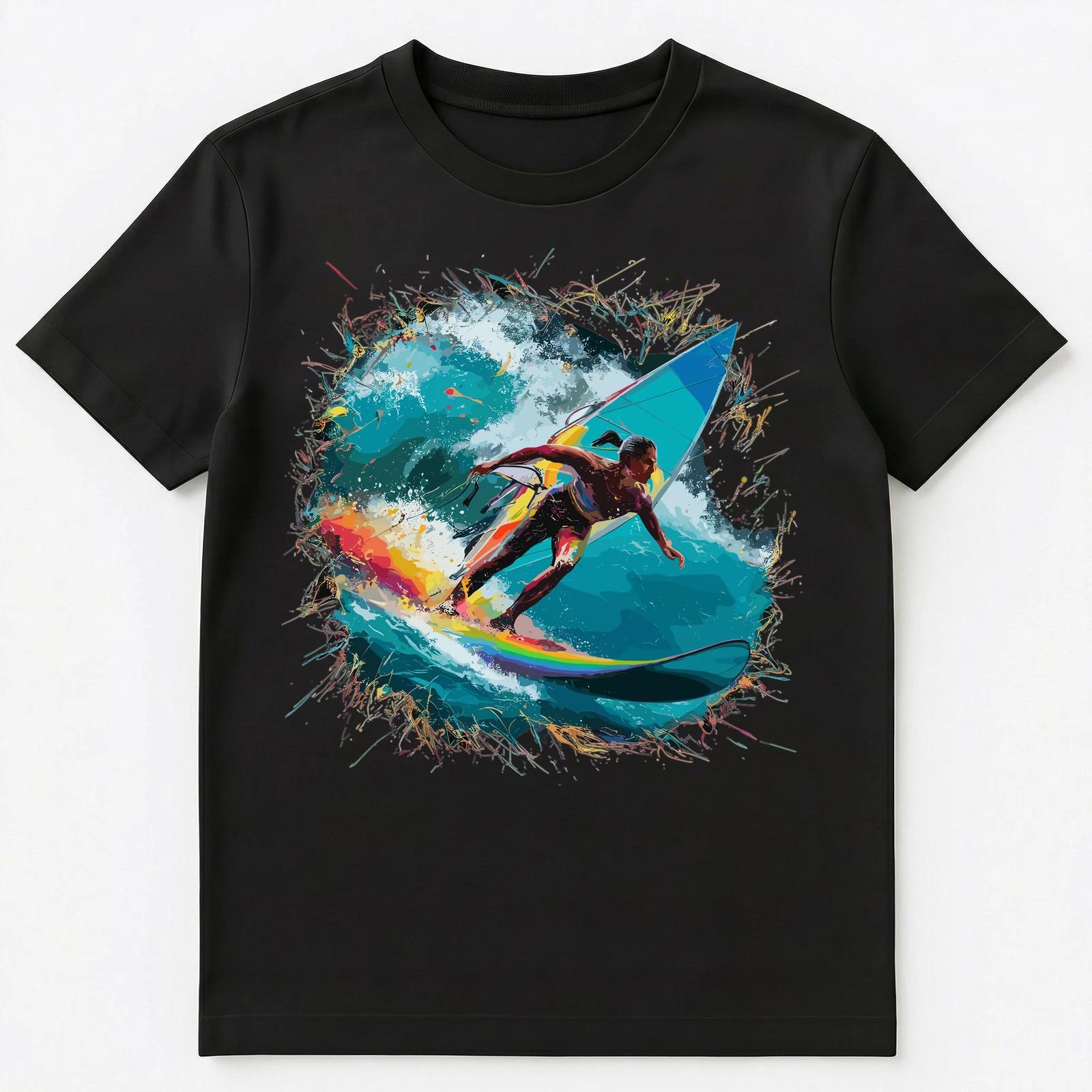 

Colorful Paint Splash Female Windsurfer Art Graphic Unisex T-Shirt 3XL