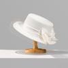 Hepburn Style Mesh Straw Hat For Women, French White Flat Top Sun Cap, Summer New Sun Protection Fedora