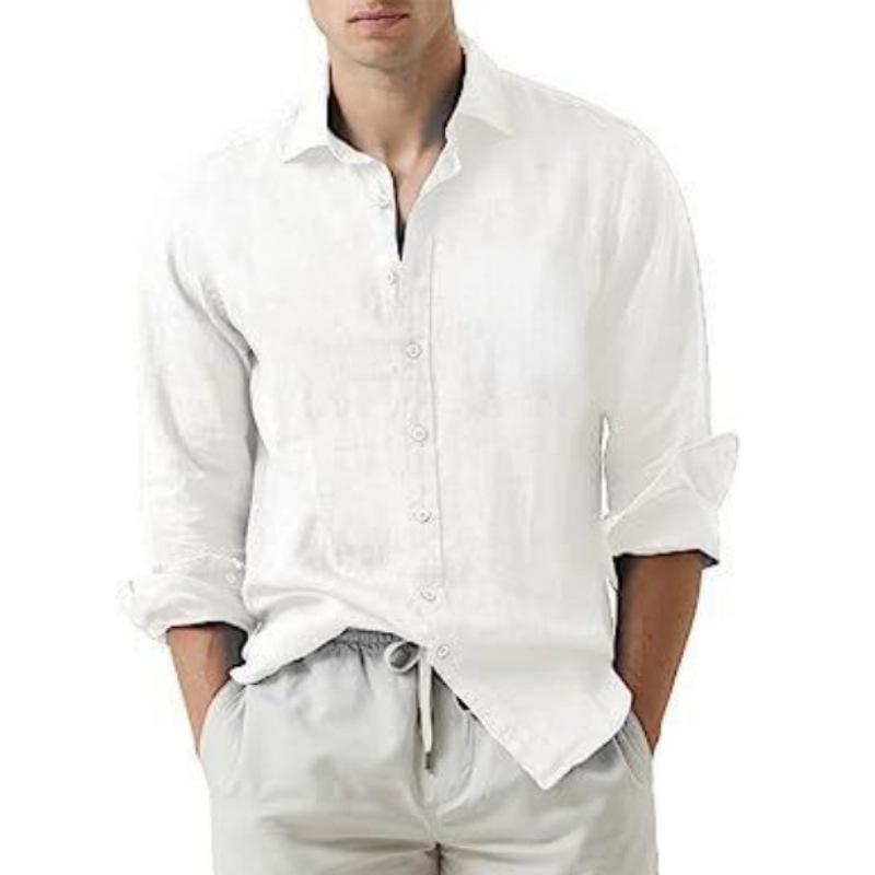 Sommerhemd Strandhemden Herren Cardigan Tops Langärmlig Umlegekragen Slim Fit Übergröße