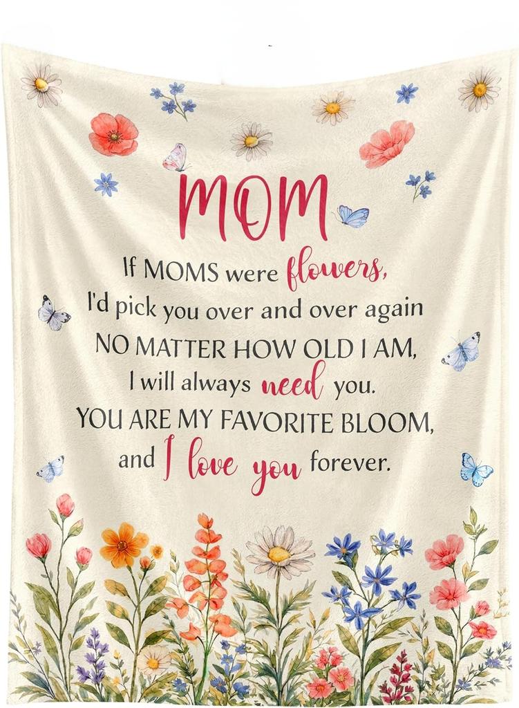 Perfect Gift to Mom Funny cartoon thin Blanket for Festival Mother's Day Birthday gift for Mama Daughter for Nap Reading Camping