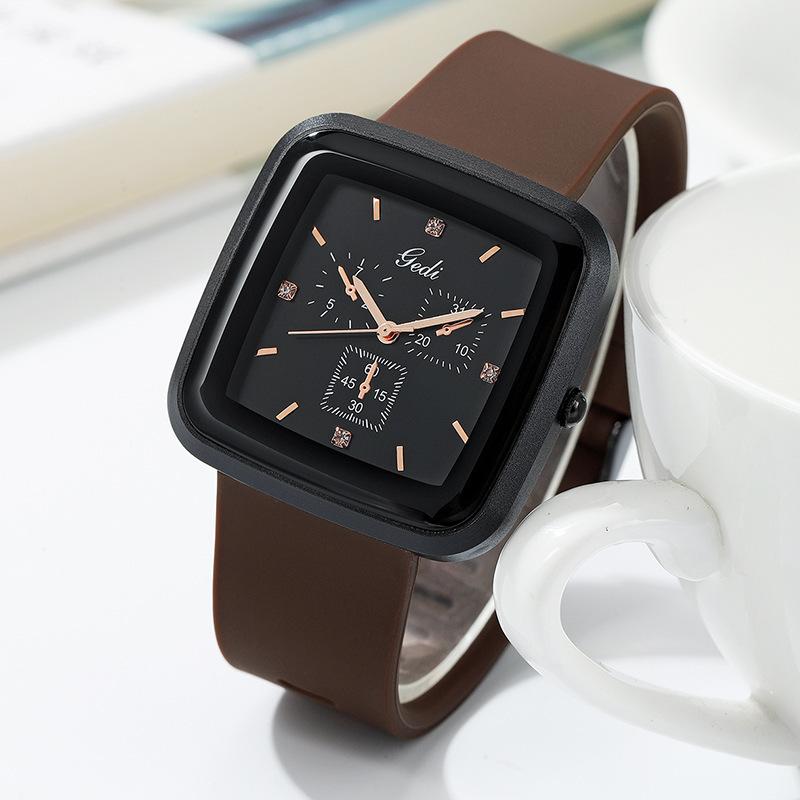 Trendy Temperament Square Simple Casual Student Watch Fashionable Silicone With Large Dial Women S Quartz Watch