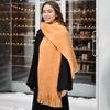 Autumn and winter new women's scarf thickened warm solid color fringed scarf versatile warm knitted shawl scarf