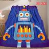 Cute Colorful Cartoon Robot Bar Chart Antenna Gradient Purple Print Soft Flannel Throw Blanket Lightweight Warm Sofa Couch Bed Home Decor Cover