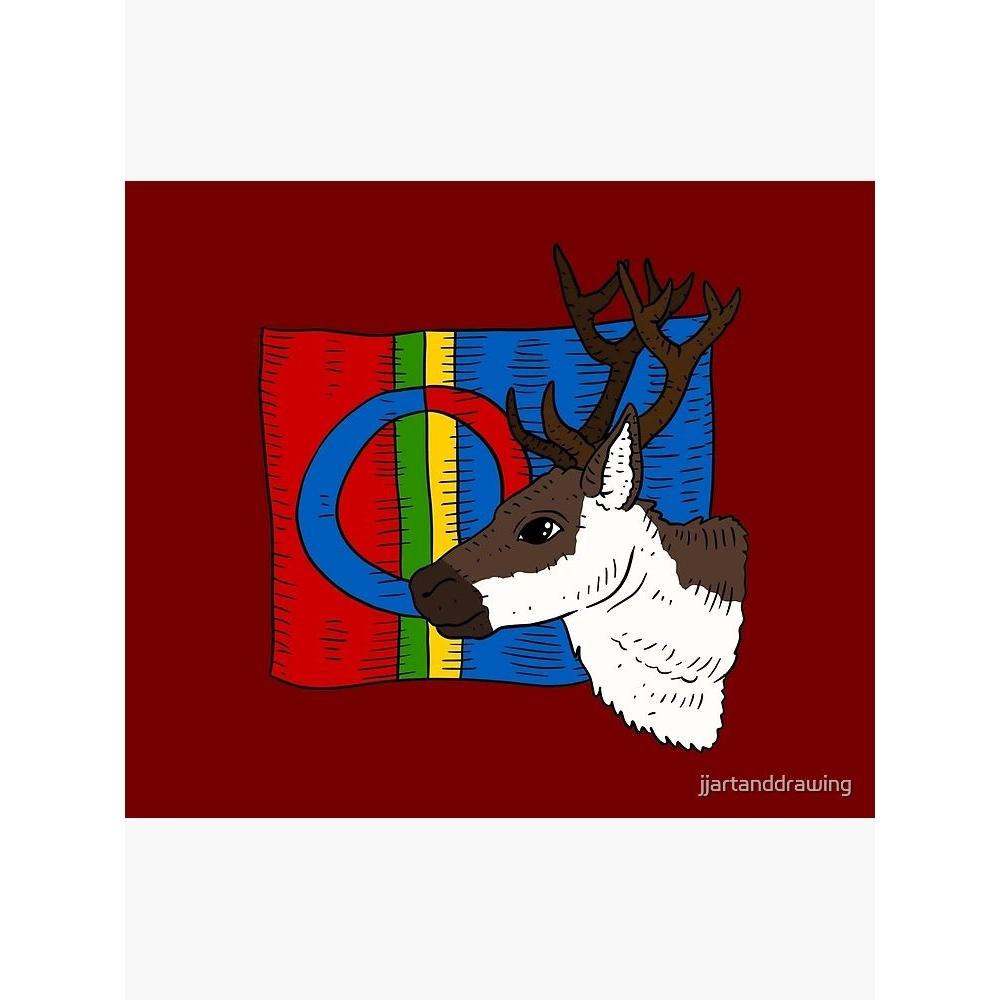 Tapestry of the Sami flag and reindeer. Sami 75x100