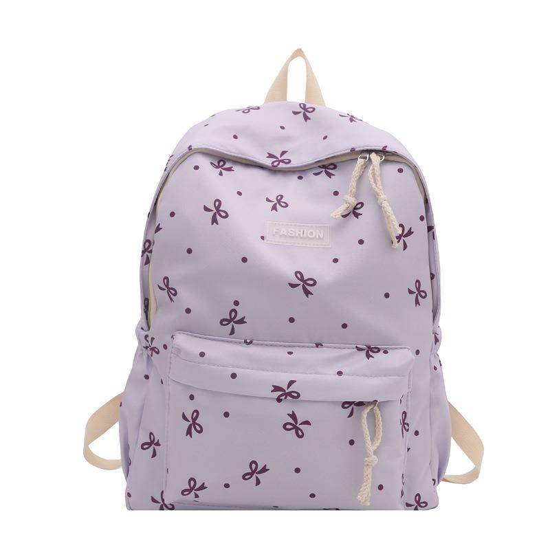 Bow Backpack Cute Girl College Style School Bag Light Going Out Casual Backpack Large Capacity Women's Bag