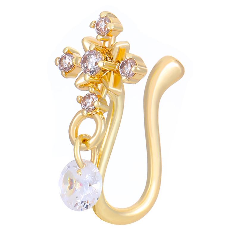 Trendy U-Shaped Copper Zircon Nose Ring - No Piercing Required