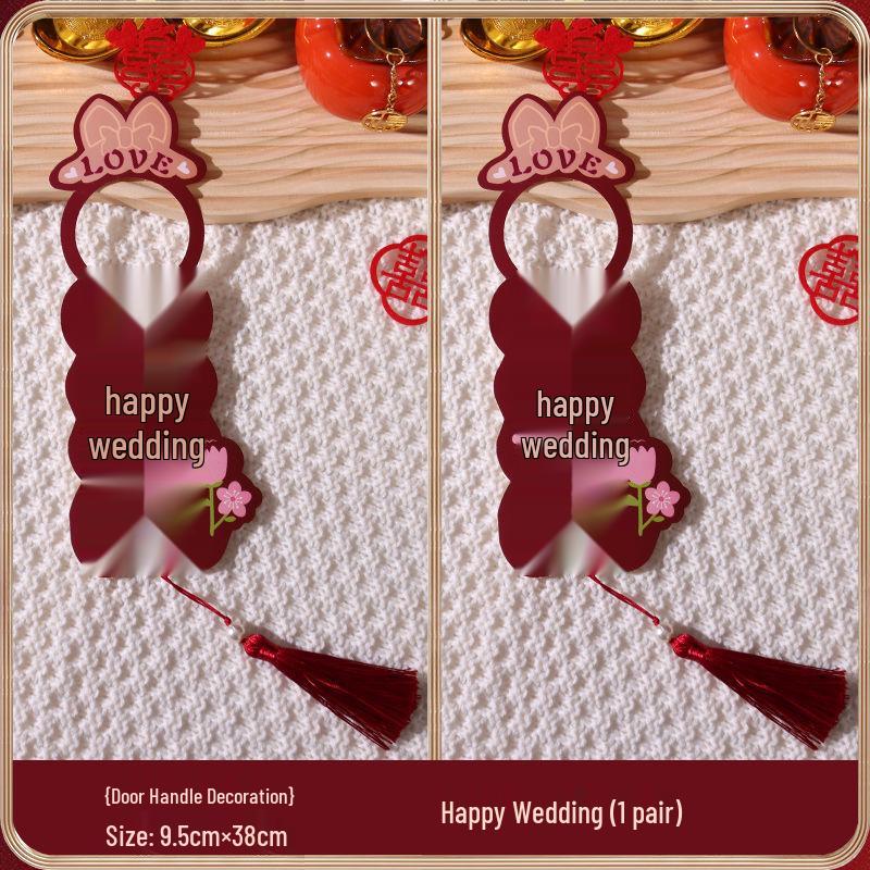 Wedding Door Handle Pendant: Bridal Xi Character Ornament for Groom's Bedroom and Bride's New Room Decoration