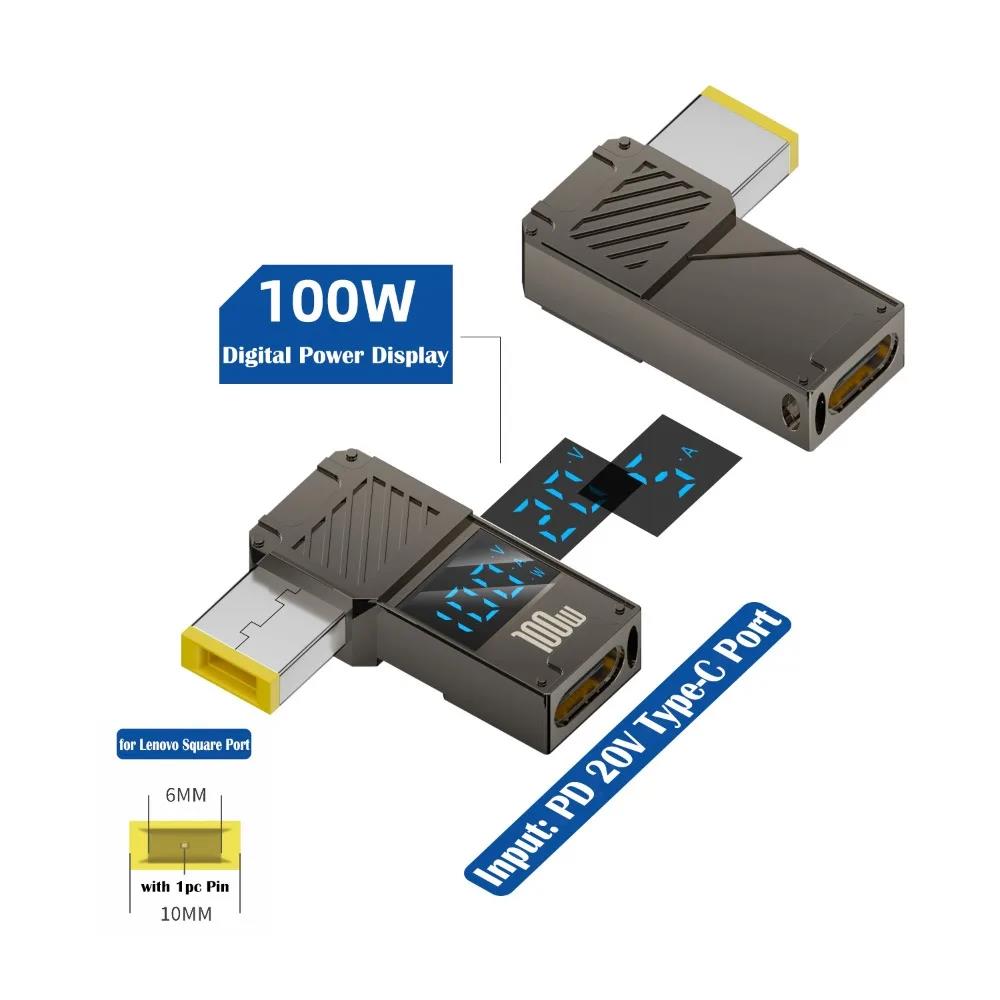 Digital Display USB-C to DC Converter Fast Charging PD 100W Laptop Power Connector Intelligent Universal for Lenovo/HP/Dell 5