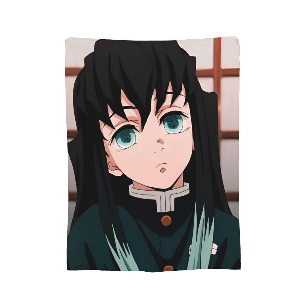Mist Hashira Muichiro Tokito Fleece Throw Blankets Anime Blanket for Bed Outdoor Super Soft Bed Rug,