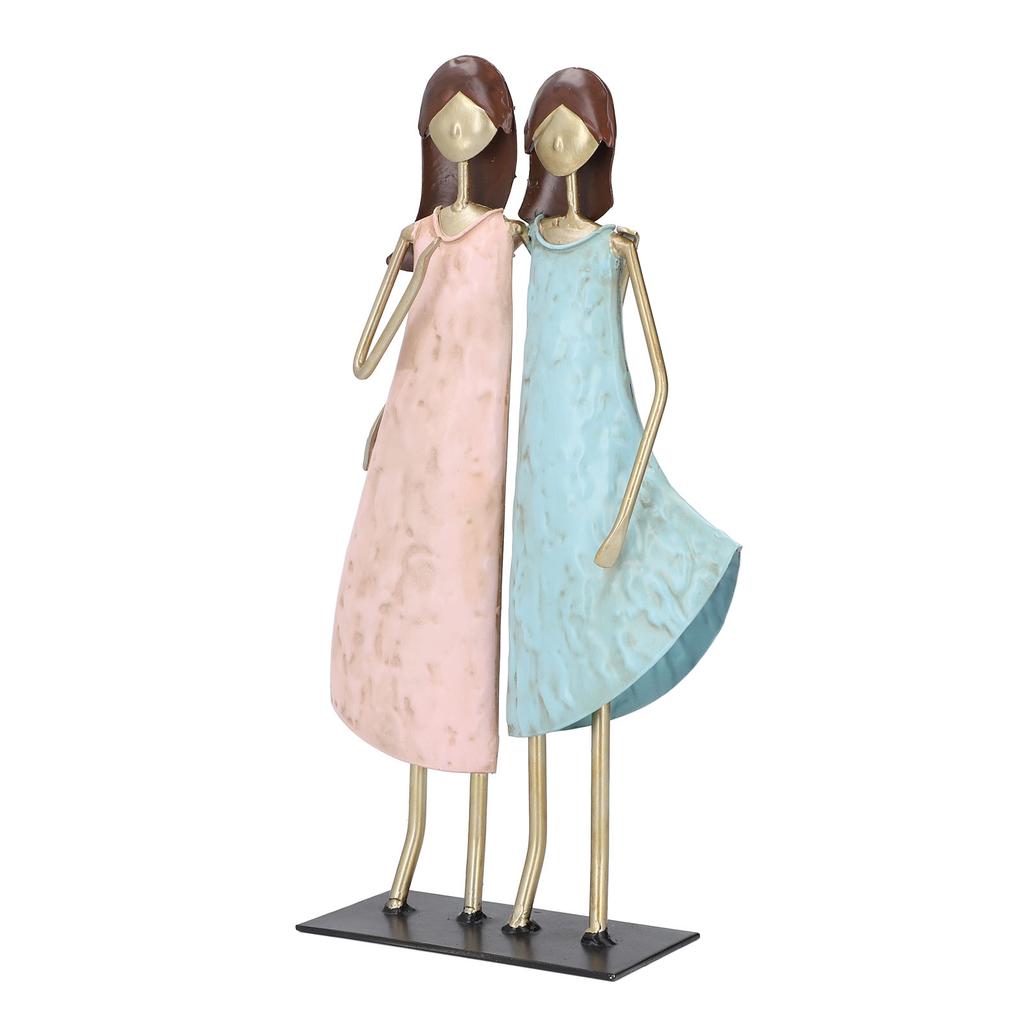 Sister Figurine Vintage Iron Art Sibling Statue Unique Metal Sculpture Table Bookshelf Decor Type 2