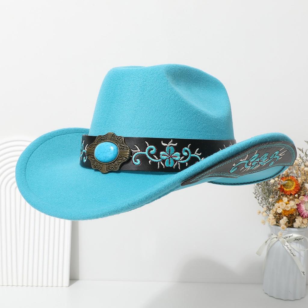 Solid color high-quality woolen hat ethnic style Tibetan men and women versatile travel sunshade top hat Western tide