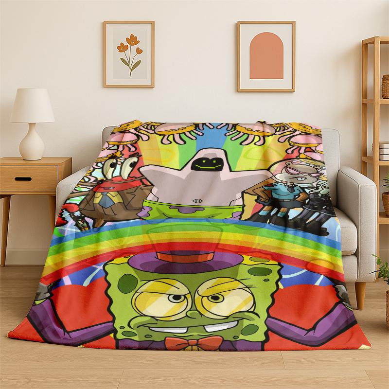 

Cartoon S-SpongeBob Patrick Star Flannel Blanket Soft Warm Throw Blanket for Bedroom Living Room Bed Travel Camping Picnic Kid 75x90cm