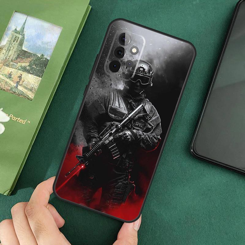 Étui Tactique Motif Swat Pour Samsung Galaxy A16 A05 A06 A55 A35 A15 A53 A33 A13 A22 A32 A52 A14 A34 A54 Housse
