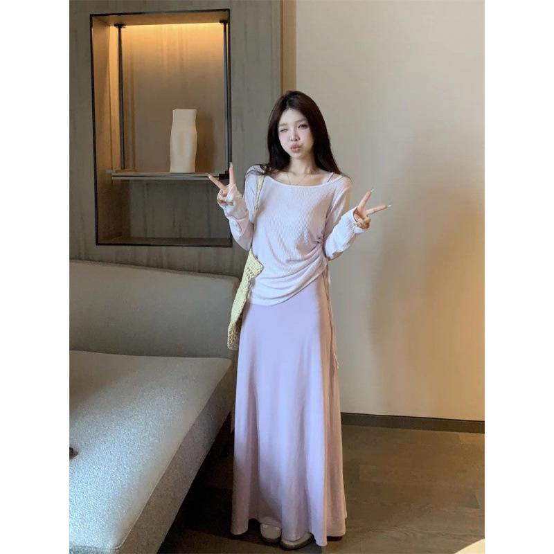 

Maternity Sun Protection Off-Shoulder Camisole Dress with Long Sleeves M