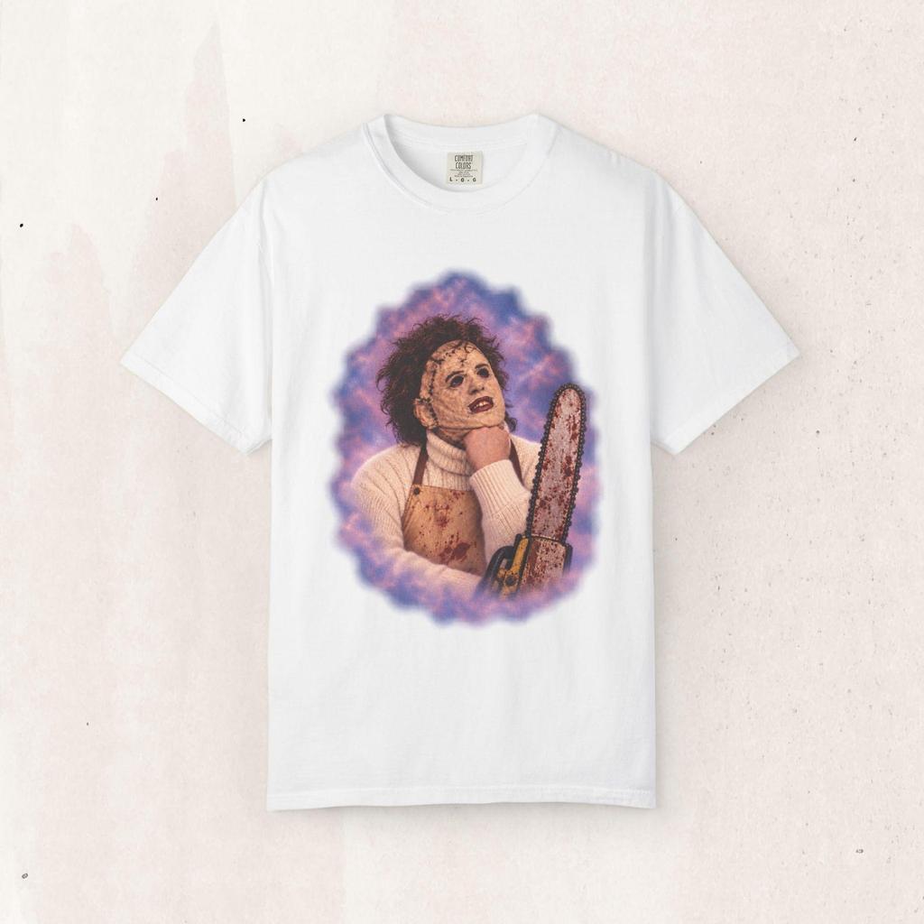 80s Horror Tee, Leatherface Portrait Shirt | Vintage-Style Graphic Top | Unisex Costume Design (S-4XL)