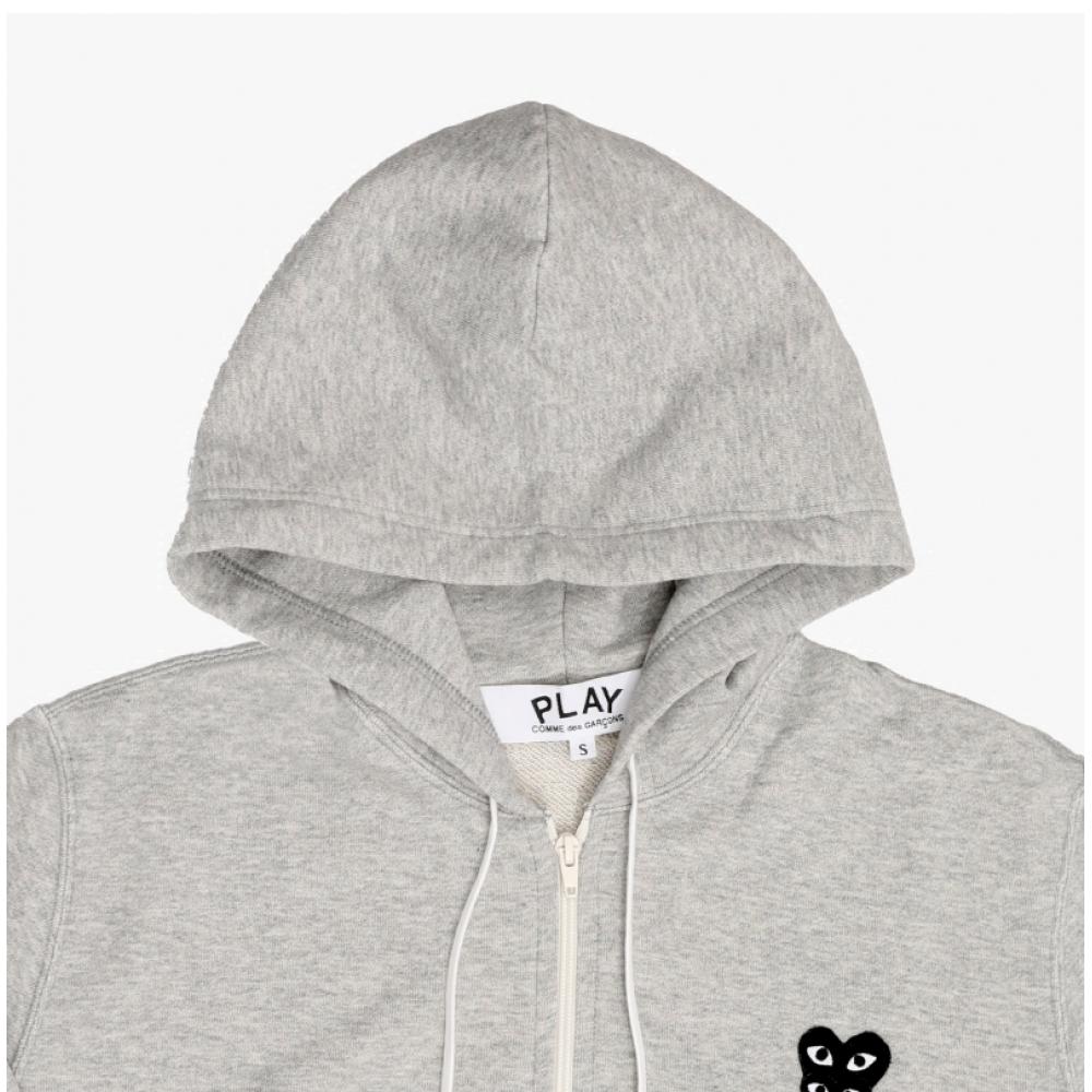 Comme Des Gar Ons Play Black Double Heart Badge Hoodie Ax T302 051
