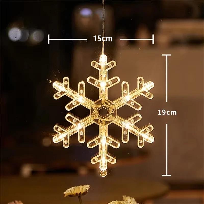 Weihnachts-LED-Licht Schneeflocke Weihnachtsmann Hängend Batteriebetrieben Fensterdekoration für Zuhause Weihnachten Neujahr