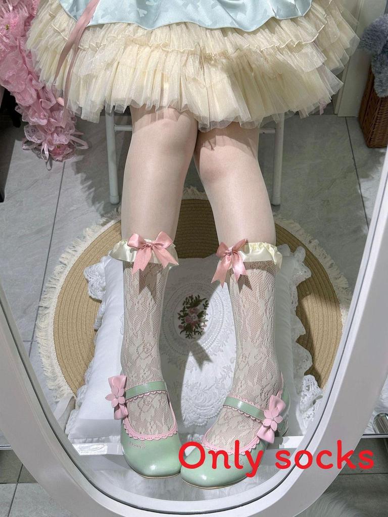 Lolita Summer Sheer Satin Bow Ankle Socks For Women With Breathable Fabrics