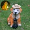 Creative Dog Solar Ornament Resin Animal Sculptures Lamp Puppy Statue Light  Courtyard