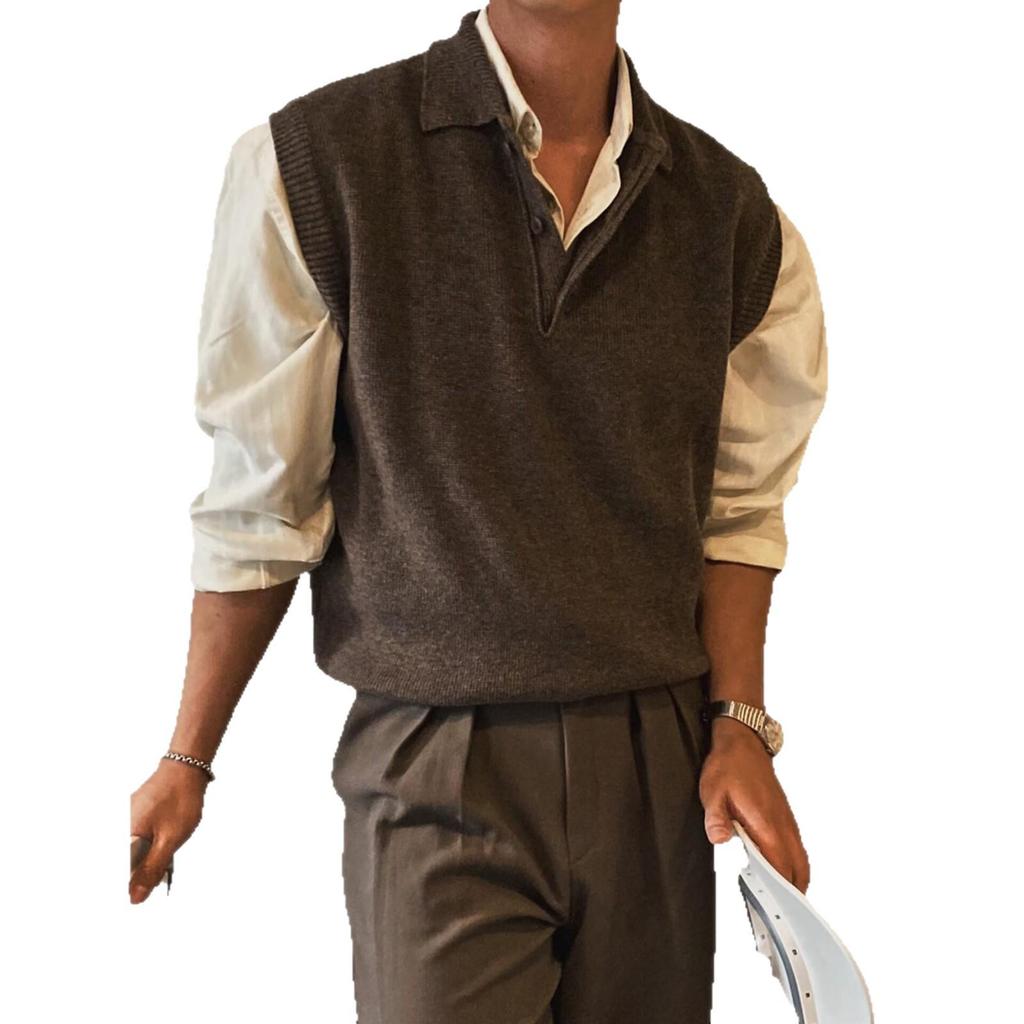 Men's Retro Luxury Knit Vest Waistcoat Sweater - Spring/Autumn Style