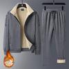 Heren Lamswol Hoodie Trainingspak: Herfst/Winter Cardigan Sweatshirt & Lange Broek, Met Pluche, Verdikt Casual Tweedelig Pak