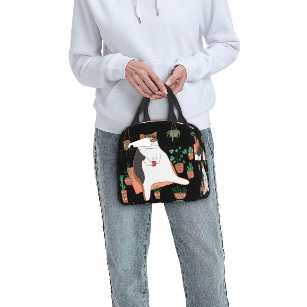 Calico Cat With Pot Plants Cat For Mom Insulated Lunch Bag for Women Kids Leakproof Food Boxes Thermal Lunch Box Tote