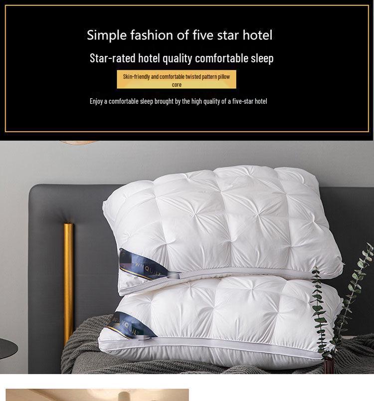 Twisted Star Hotel Neck Support Pillow - 48x74cm, Non-Collapsing, High & Low Design, Washable Core