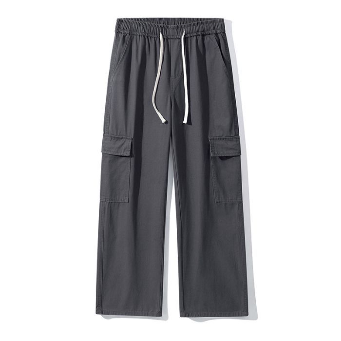 Mingge | Spring new big pocket overalls men's solid color simple and versatile loose straight casual pants