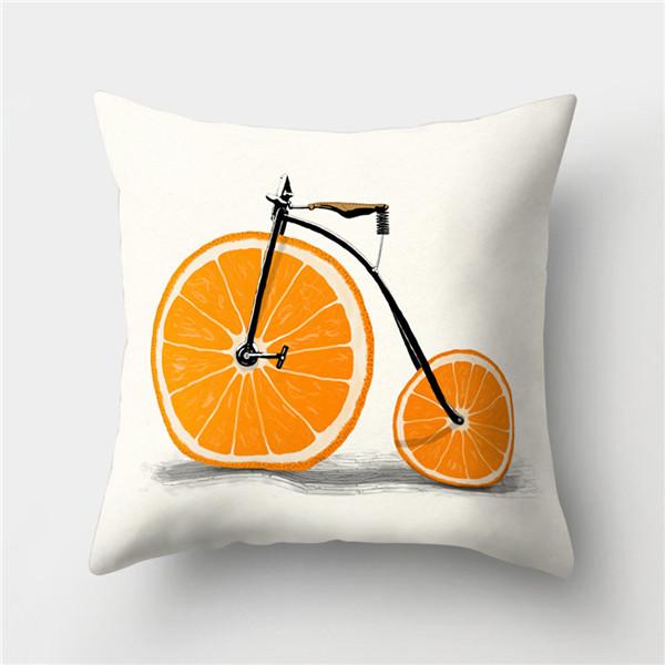 Bicycle Print Polyester Pillow Cover Cartoon Art Abstract Bike Cushion Cover Car Home Sofa Square Decorative Pillowcase 45X45CM