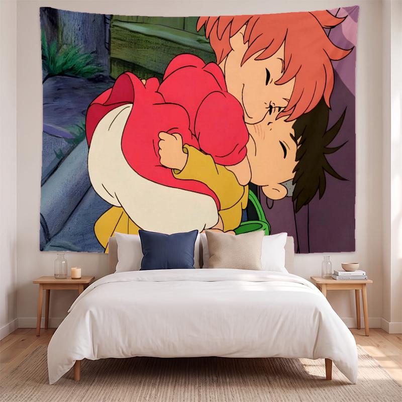 Ponyo (28) Meno kūrinio sieninis gobelenas namų miegamojo svetainės dekoravimui Puiki dovanos idėja