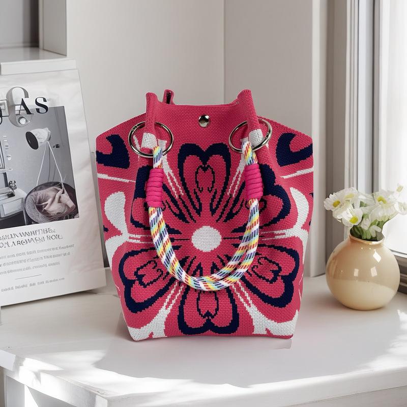 Handgestrickte Handtasche mit großem Fassungsvermögen, lässige, tragbare Pendler-Tragetasche, Umhängetasche, vielseitige Alltags-Handtasche