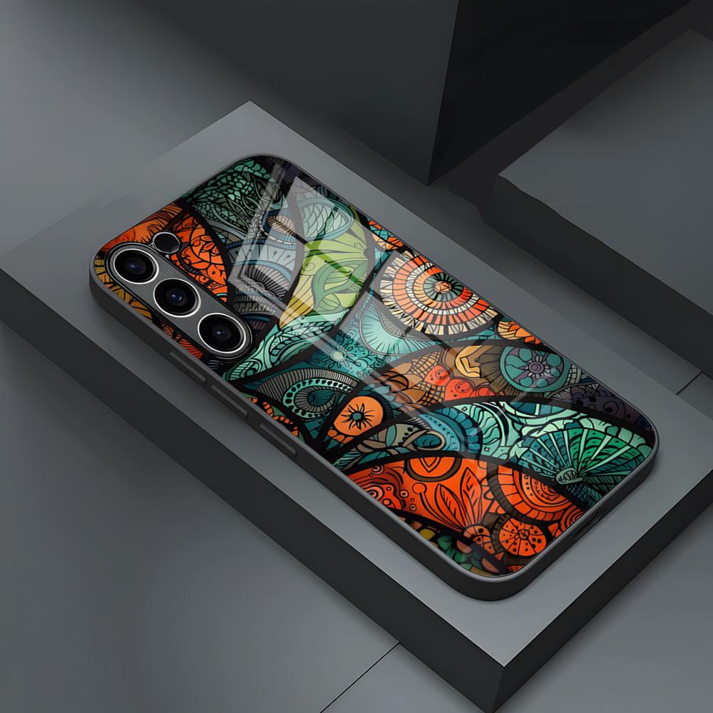 Indian Pattern Mandala Phone Case For S23 Samsung S24 S25 Ultra S22 S20 Fe S21 Plus A54 A34 A53 A16 Glass Cover