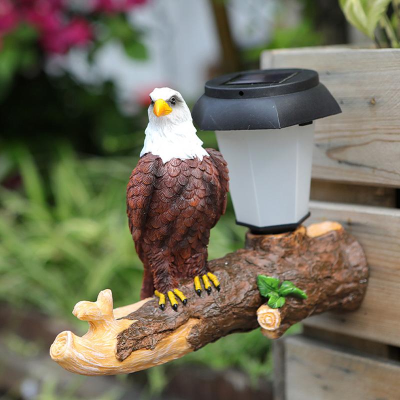 Solar Lights Outdoor Realistic Eagle Garden Statue Solar Garden Lights Automatic Lighting Eagle Solar Lights
