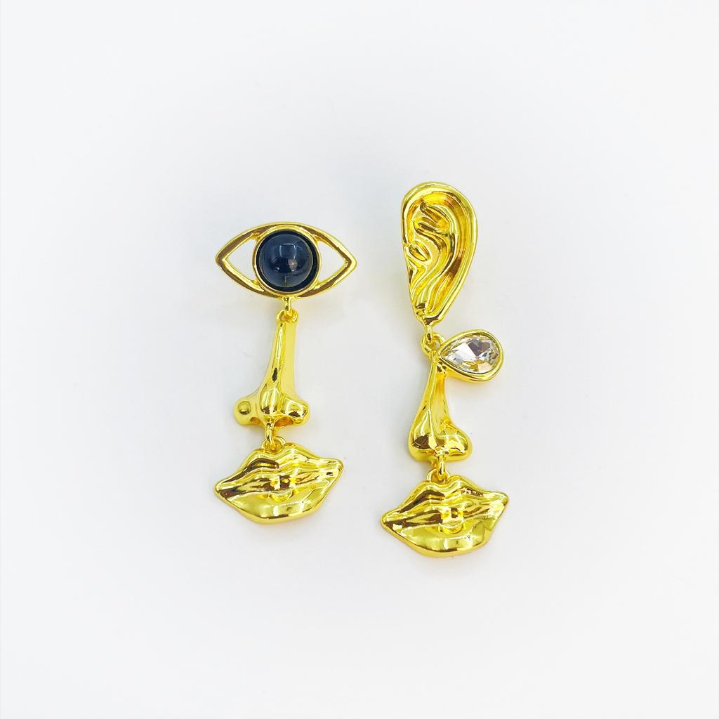 Vintage Medieval Alloy Devil Eye Earrings Creative Exaggerated Long Multi-Layer Earrings Women