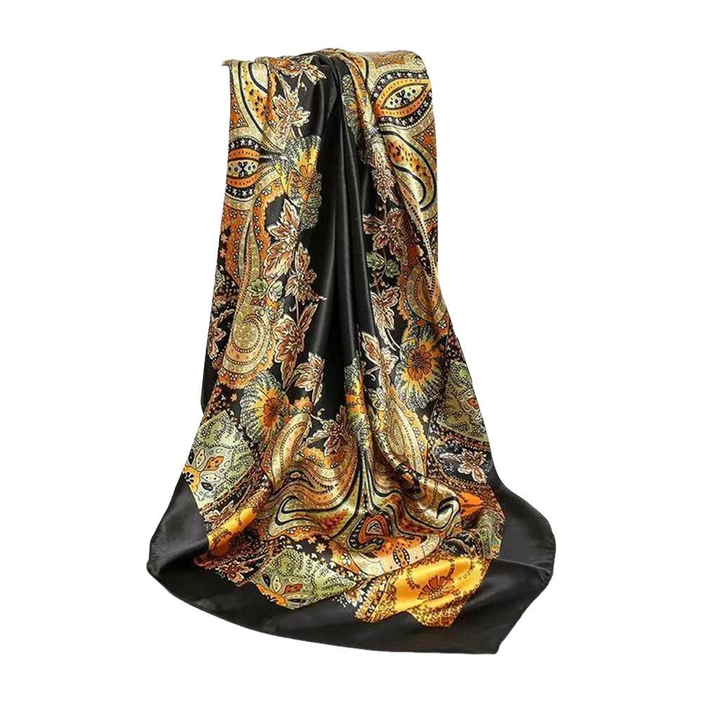 90x90cm Satin Headscarf Print Hair Towel New Square Scarf