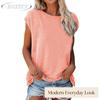 JPNTKY Women's Fashion Casual Solid Color Print O-Neck Sleeveless Blouses & Shirts
