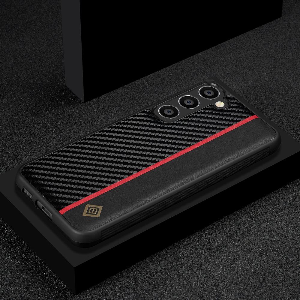 For Samsung Galaxy S25 S24 S23 S22 S21 S20 Ultra S10 Plus FE 5G Case PU Leather Carbon Fiber Style Shockproof Back Cove