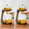 New Chinese Style Glass Lotus Autumn Light Lazy Automatic Teaware Set Business Gift High Borosilicate Glass Tea Maker