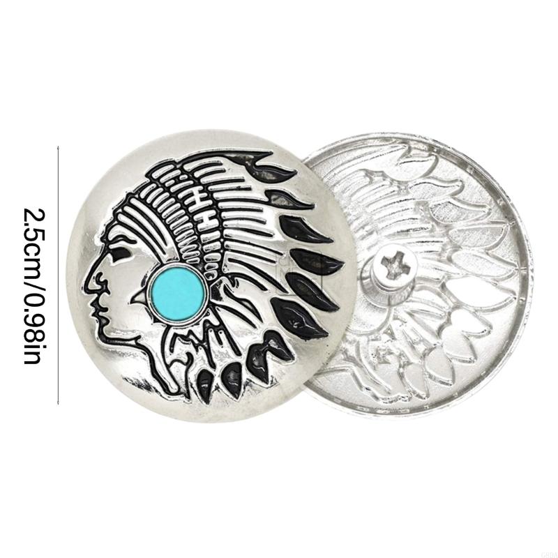 G8DA 5 Pcs Imitation Turquoise Buttons Leather Decorative Buttons Flower Buttons