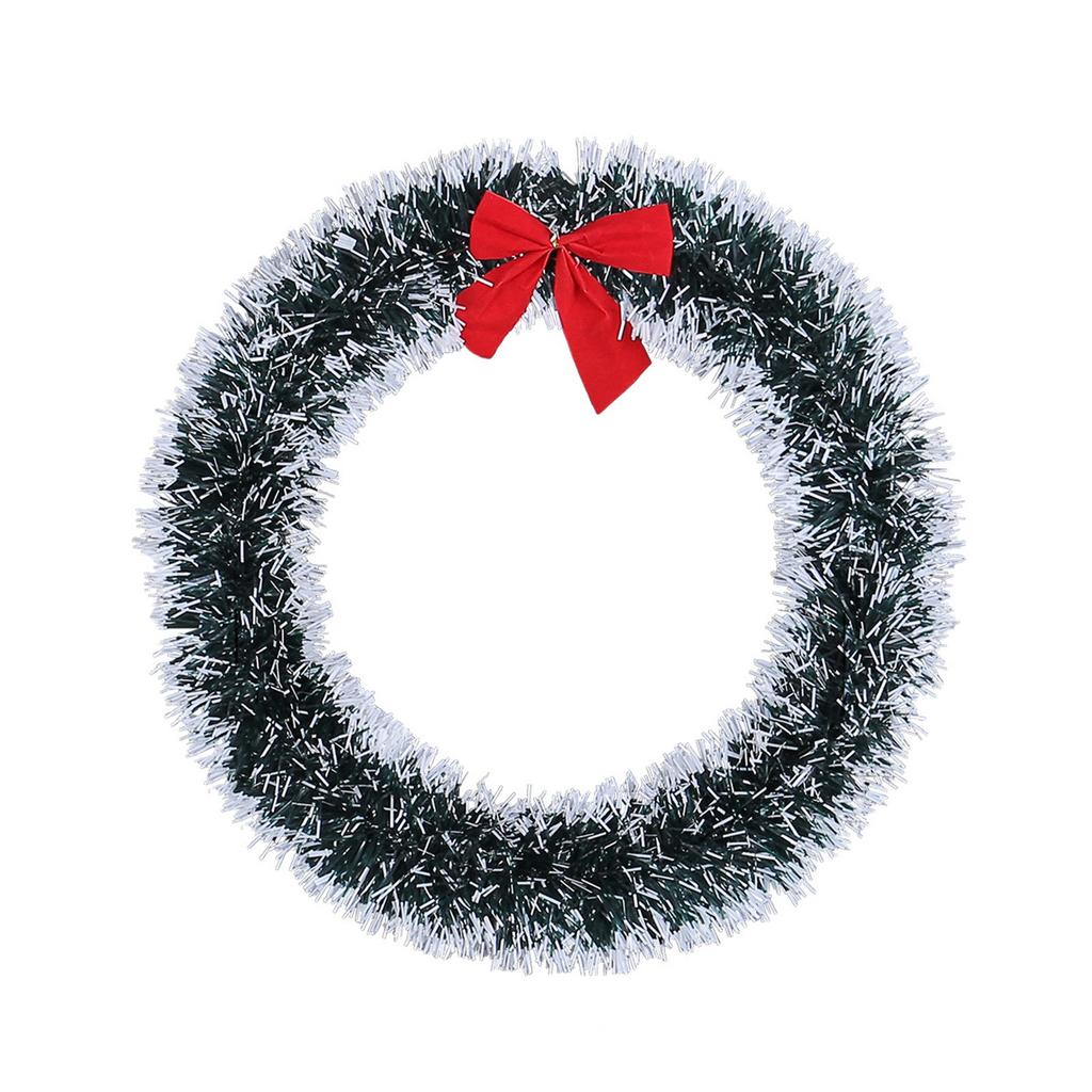 Christmas Bow Wreath 25/30cm White And Green Wool Christmas Wreath Shopping Mall Window Christmas Decoration
