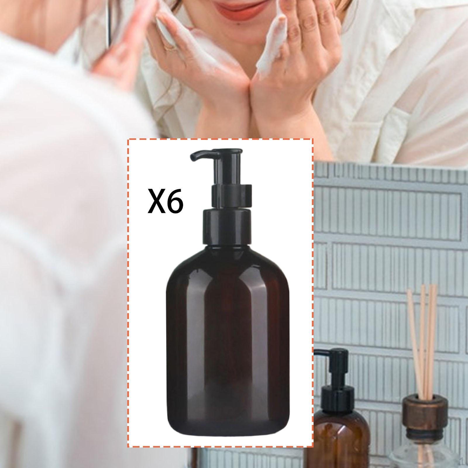 

6 Pieces Liquid Hand Soap Dispenser Pump Bottle Portable Leakproof Refillable for Dorm brown black 300ml