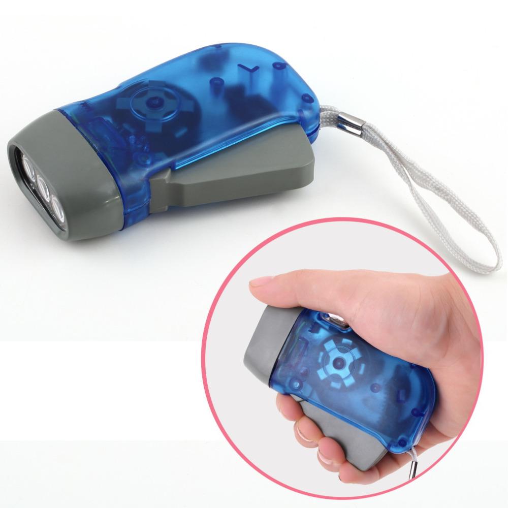 LED Hand Pressing Dynamo Crank Power Wind Up Flashlight Torch Light Hand Press Crank Camping Lamp Light for Outdoor Home