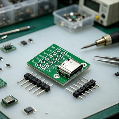 1 Set USB3.1 16P To 2.54 Power Adapter Board Module TYPE-C Female Test Board For Arduino