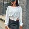 Neu eingetroffen Offener Lauf Damen Offene Schulter Ballon Langarm Sweatshirt