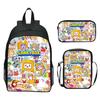 Lankybox Blocky Plüsch 3-teiliges Set Rucksack Cartoon Anime Schultasche für Kinder