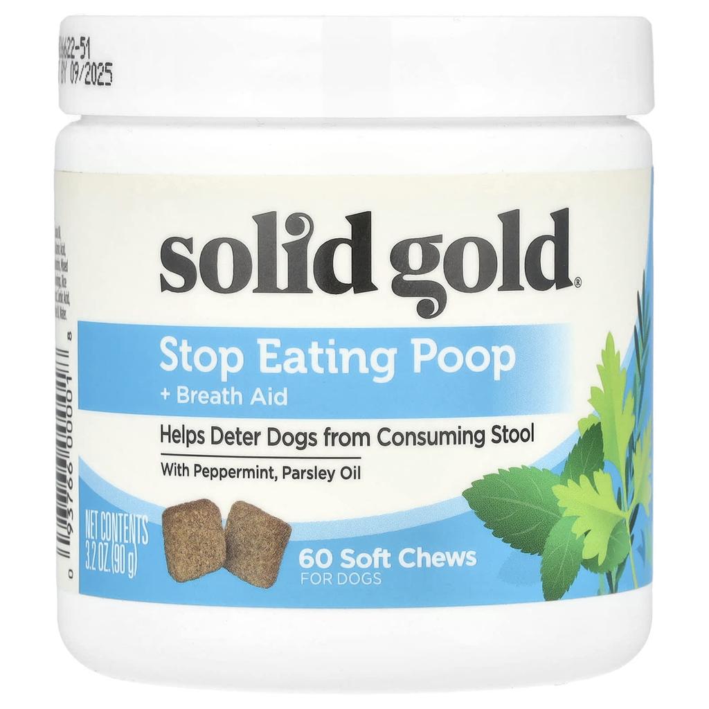 Solid Gold, For Dogs Who Eat Poop Without Chewing + Breathing Aid, Soft Chews, 60 Count, 90g (3.2oz)